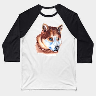 Watercolor Wolf Head Baseball T-Shirt